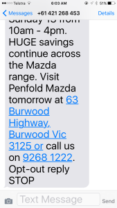 Mazda Text Message